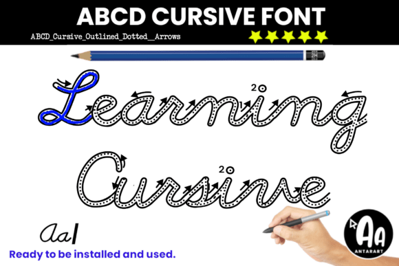 Abcd Cursive Outlined Dotted Arrows: A Creative Typeface for Editorial Design