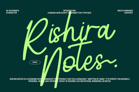 Rishira Notes Regular Font: A Handwritten Typeface for Editorial Design